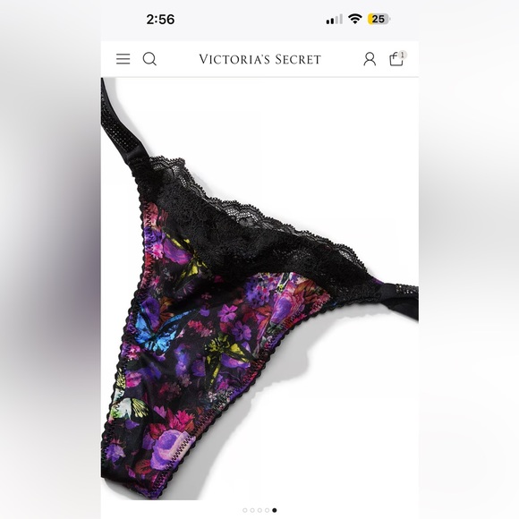 NWT Victoria’s Secret moody floral thong with lace and shine straps size S - Picture 4 of 5